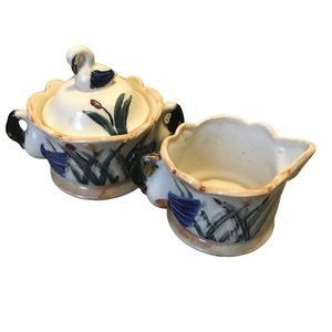 Vintage sugar and creamer set cottagecore swans farmhouse grannycore